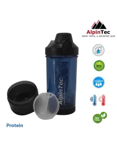 AlpinTec Protein Bottle 550 ml (Metal Ball) Blue
